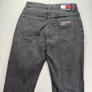 Vintage Tommy Hifiger Jeans Womens Size 7 (28x30) Black Flag Patch Straight